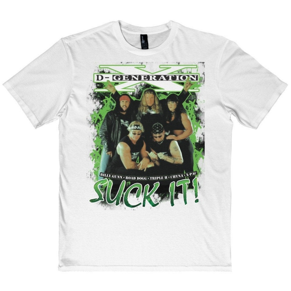 Vintage Style White DX Suck It Wrestling Tee Shirt